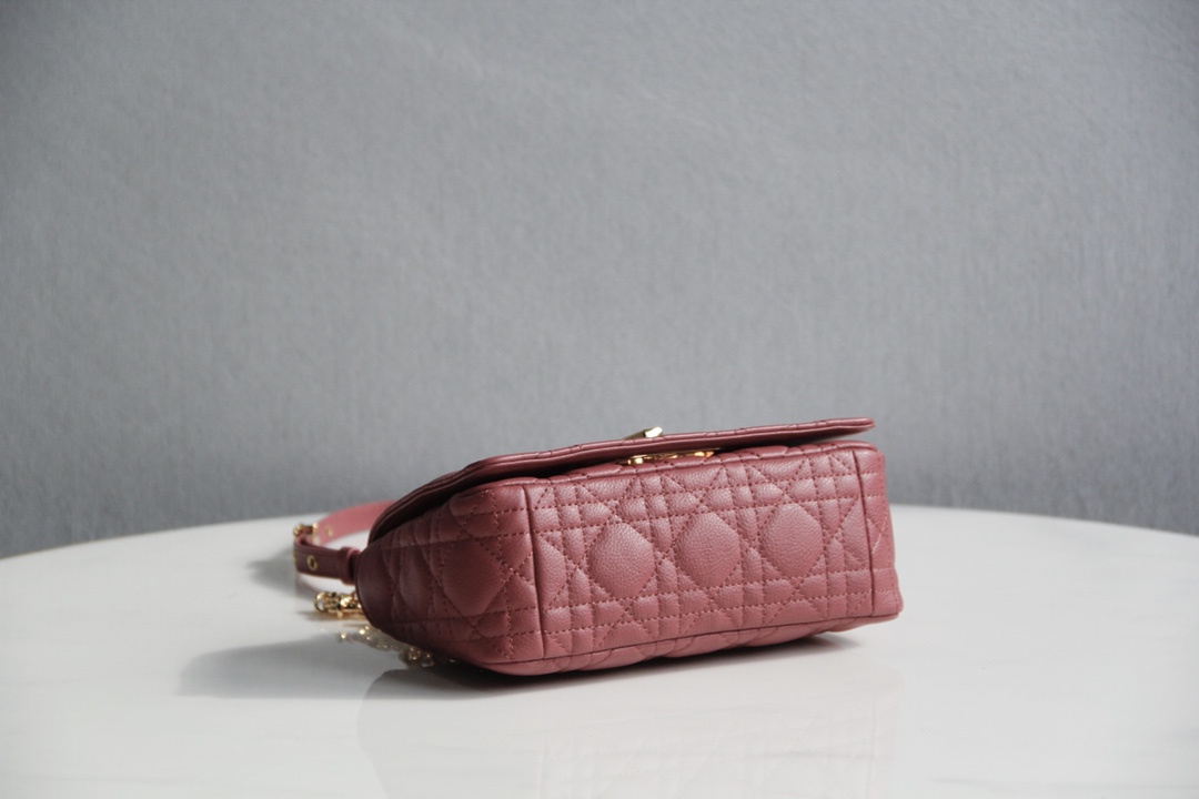 Small Dior Caro Bag Cherry Pink Supple Cannage Calfskin